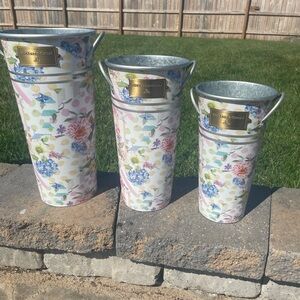 by MacKenzie Childs - 3 pc Metal vases
